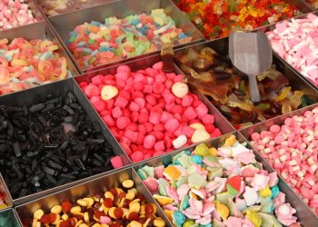 sweet candy and confectionery for sale at the market